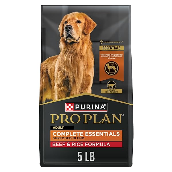 PURINA PRO PLAN COMPLETE ESSENTIALS SHREDDED BLEND BEEF AND RICE DOG FOOD DRY FORMULA WITH PROBIOTICS FOR DOGS – 5 LB. BAG