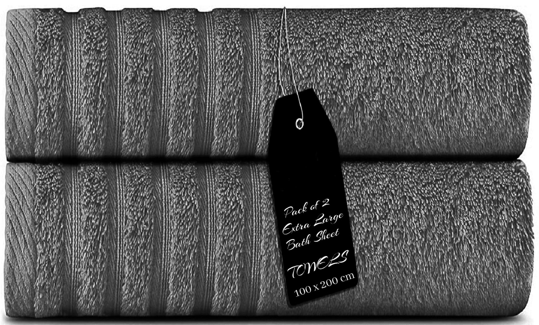 THE TEXTILE COMPANY 2x Luxurious Jumbo Bath Sheet 100% Combed Ring-Spun Cotton 100 x 200 CM Ultra Soft and Highly Absorbent, Thick Large Bathroom Towels (CHARCOAL GREY)