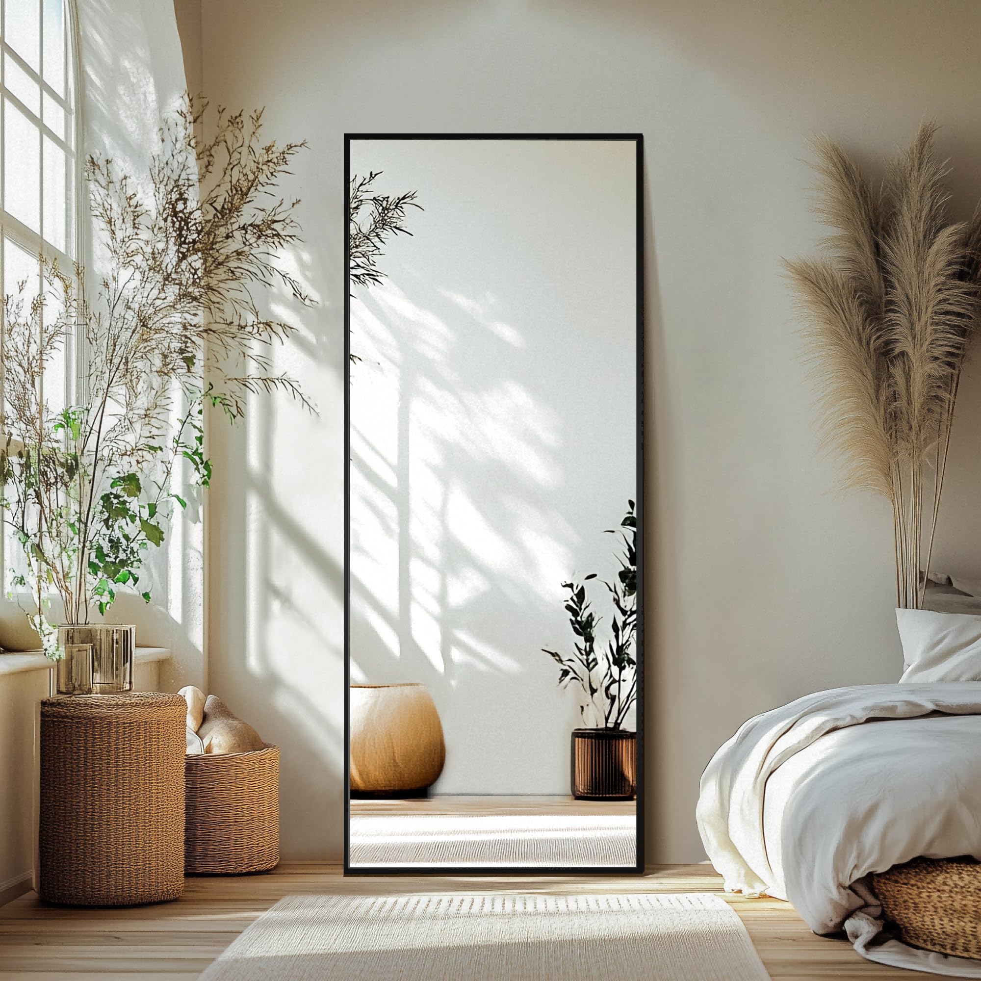Photo 1 of ** NEW*** Delma Full Length Standing Mirror,Large Floor Mirror with Aluminum Frame for Bedroom, Bathroom, Living Room,Wall Mount or Freestanding Design(with Stand,Rect 69x24-Black)