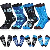 Mepase 4 Pairs Engineer Socks Men's Funny Novelty Engineering Crew Socks Occupation Gifts for Men Dad Christmas New Year Gift