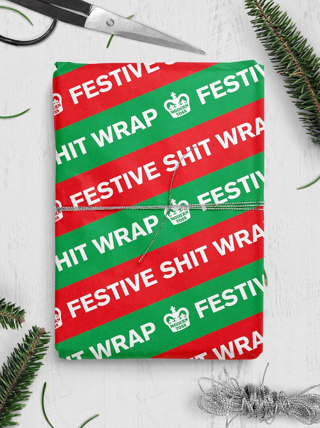 Official Modern Toss, 2 Sheets Of Funny ' Festive Sh*t' Wrapping Paper, Rude Christmas Xmas Gift Wrap, Wrapping Paper - Image 5