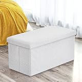 Home Republic Storage Ottoman Padded Foldable Bench 76x38 Boucle White view 3