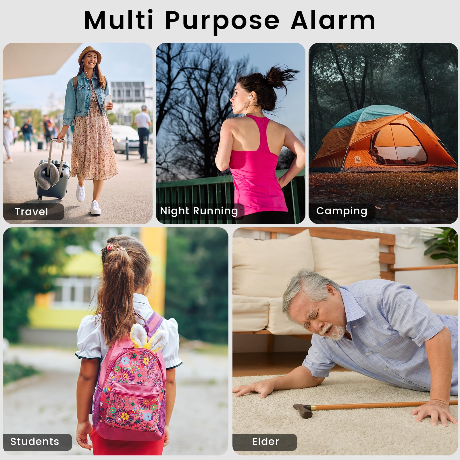 TIPSEAN Personal Safety Alarm - 135dB Ultra Loud Siren with LED Strobe Light, USB-C Rechargeable, Compact Keychain Alarm for Women/Men, Emergency Flashlight & Vibration Alert(Black)