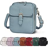 Vintage Messenger Bag,Womens Large Capacity Crossbody Leather Bags,Mini Shoulder Sling Pouch with Card Slots(6.1x3x8 inch)