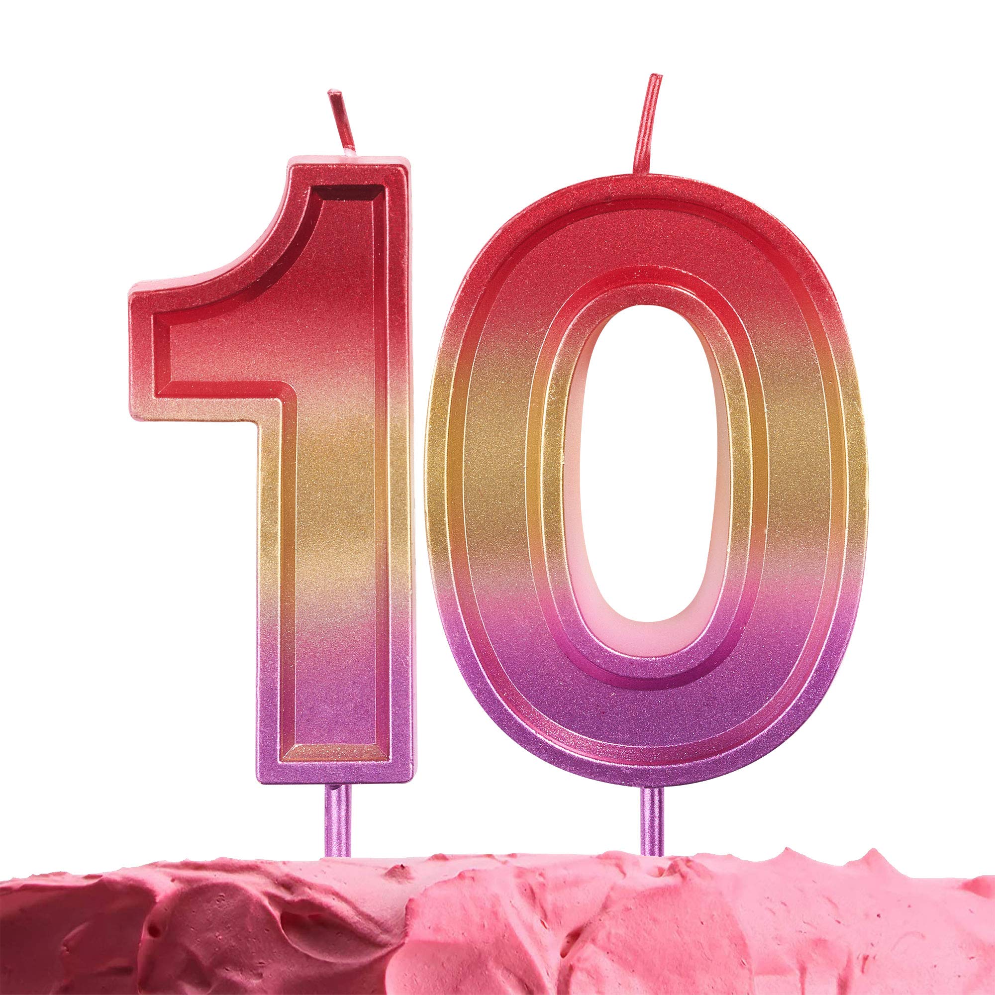 GET FRESH Number 10 Birthday Candle – Rainbow Number 10 Candle on Sticks – Number Ten Candles for Birthday Anniversary – 10th Birthday Candle for Cake Decoration – Multicolor Ten Cake Candle