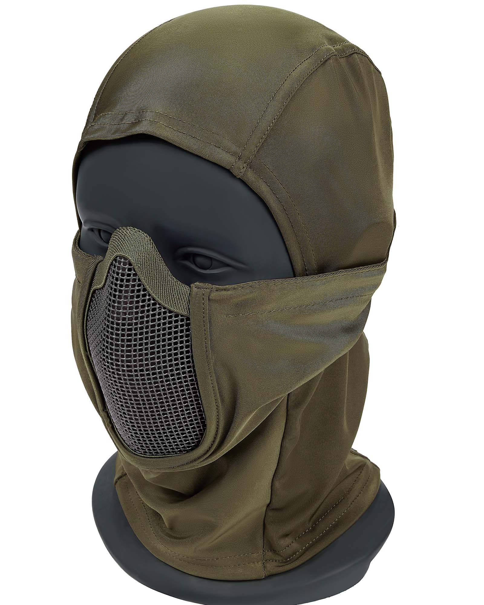OneTigris Airsoft Balaclava Mesh Mask, Full Face Protection Ninja Style Paintball Face Mask for Airsoft Paintball CS Hunting Cycling Motorcycle, OD Green