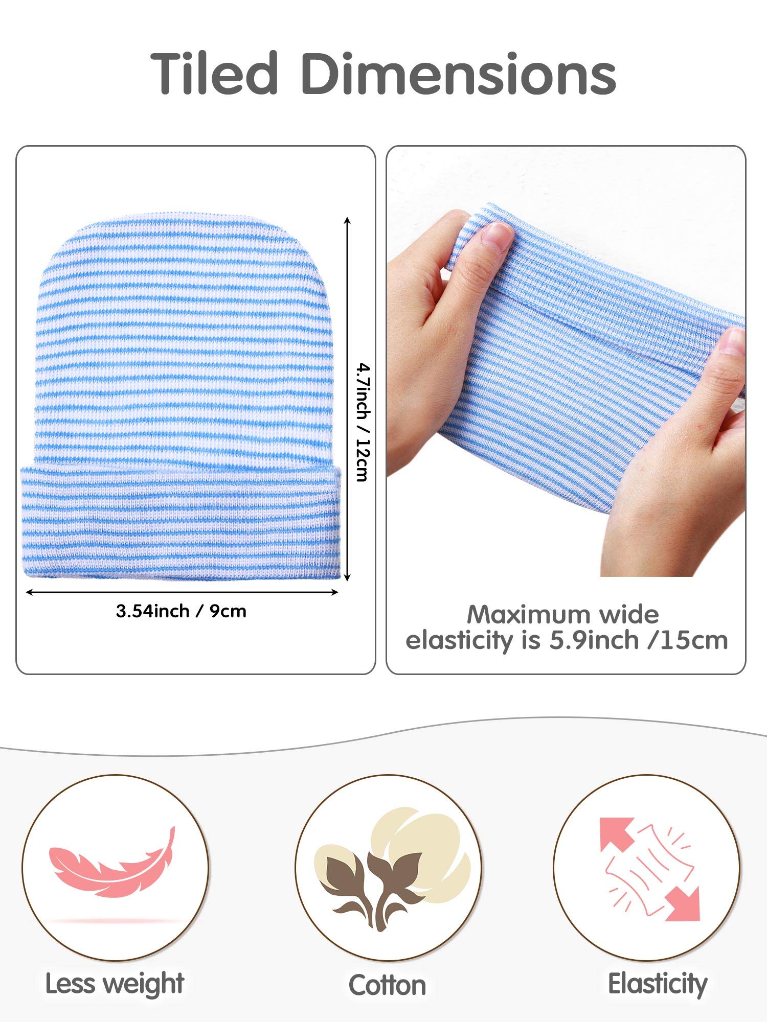 Geyoga Newborn Girl Boy Hat Newborn Beanie Stripes Hat Toddler Soft Caps Infant Cotton Knit Caps for Baby 0-6 Months
