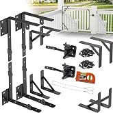 Wooden Gate Hardware Kit, Heavy Duty Anti Sag Outdoor Wood Corner Bracket | Self-lock gravity latch. Rust-proof powder-coated steel.Complete gate kit. For outside fence, garden, deck, porch, pool, farm
