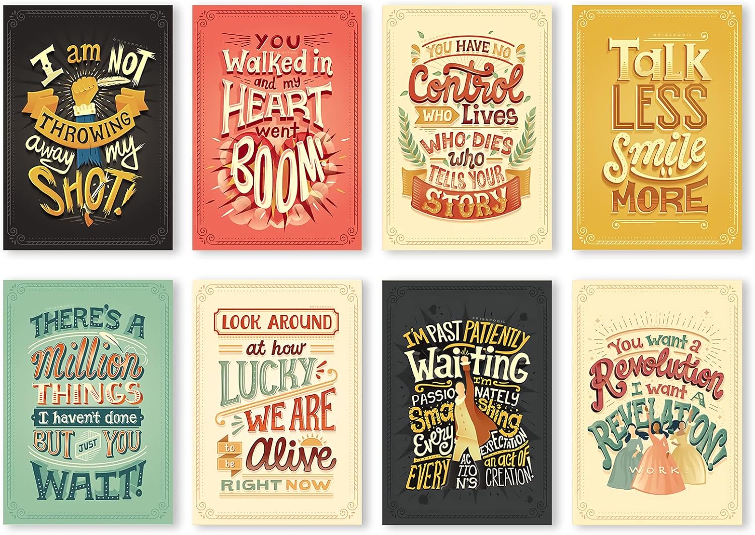 Wall Décor - Kaedehara Kazuha American Musical Poster 8PCS Quotes Musical Prints Theater Room Decor Motivational Inspirational Wall Art for Bedroom Livingroom-11.5