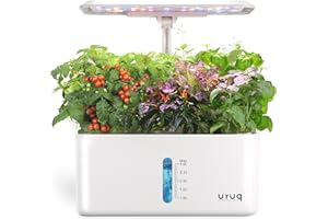 URUQ Hydroponics Growing System Indoor Garden: 8 Pods Herb Garden Kit Indoor with LED Grow Light Quiet Smart Water Pump Automatic Timer Healthy Fresh Herbs Vegetables - Hydroponic Planter for Home Kitchen