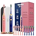 Wagner Stern. Duette Series. 2 Electric toothbrushes with Pressure Sensor. 5 Brushing Modes and 4 Intensity Levels, 10 Dupont Bristles, 2 Premium Travel Cases. (Pink/Blue)