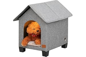 NUROMY Indoor Small Dog House with Warm Plush Mat and Elevated Feet,Soft Puppy House Dog Bed for Small Dog and Cat,Max Pets Size 15.7 X 11.4 Inches