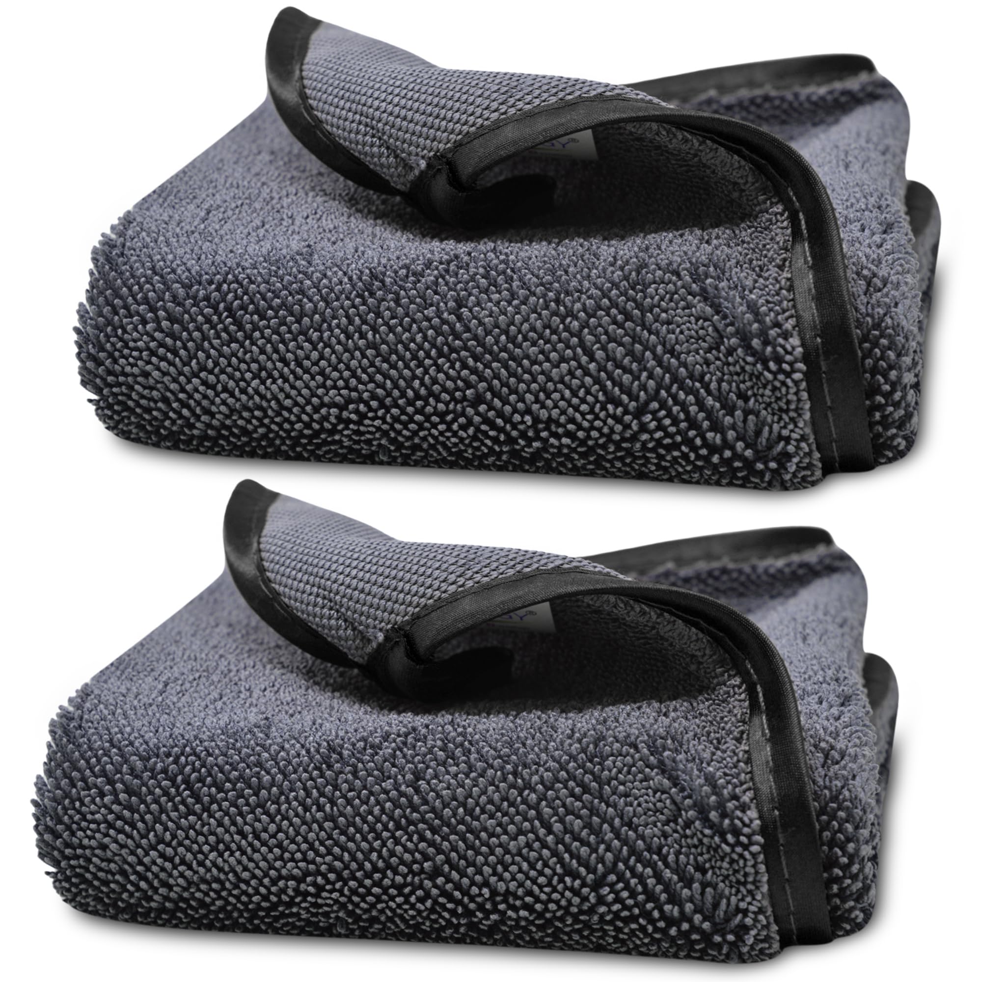 Towelogy Microfibre Shower Drying Cloths Streak Free, Super Absorbent Cleaning Cloth for Glass, Window, Kitchen, Car, Bathroom Drying Cloth | 2 Pack, Large 40x40cm (Black)