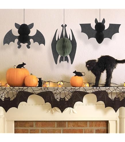 3-Pack Halloween Plastic Tablecloths (54x108 Inch) - Waterproof, Bats & Pumpkins Design For Party Decor