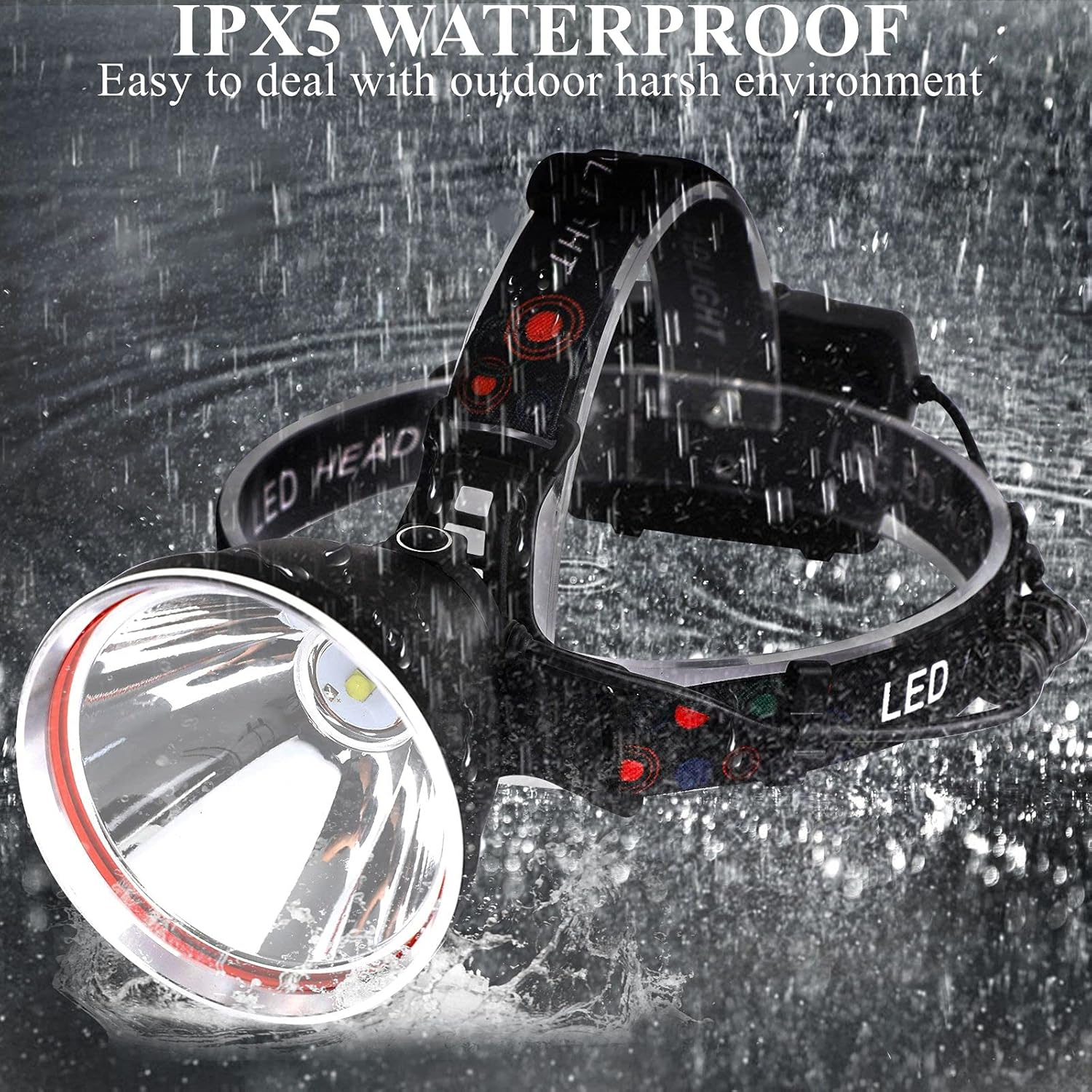 Rechargeable Led Headlamps for Adults, Super Bright 10000 High Lumens Headlamps Flashlights with 3 Modes Lighting, 90°Adjustable Head, IPX5 Waterproof, Camping Headlamps for Hiking, Running, Outdoors - - 