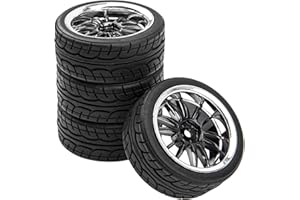 HIRCQOO 12-Spoke 12mm Hex Hub Wheel Rims & Rubber Tires Compatible with HSP Tamiya HPI Kyosho 1/10 On-Road Touring Car WLtoys 1/14 144001 Traxxas 1/16 Slash RC 1/18 A959B Buggy