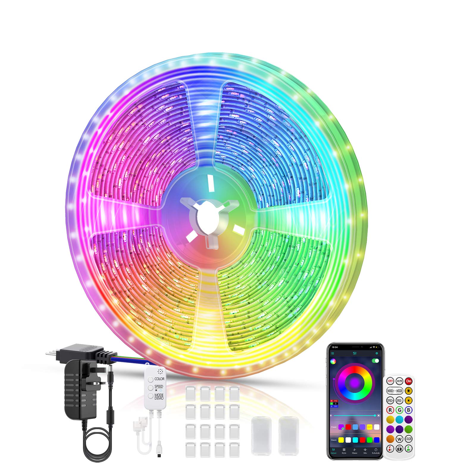 Aitesuo LED Strips Lights 10M, Music Sync APP Control LED Light Strips RGB Colour Changing Lighting LED Strips with Remote and Control Box for TV,Bedroom, Kitchen, Party, Bar Indoor Decoration DIY — image 1