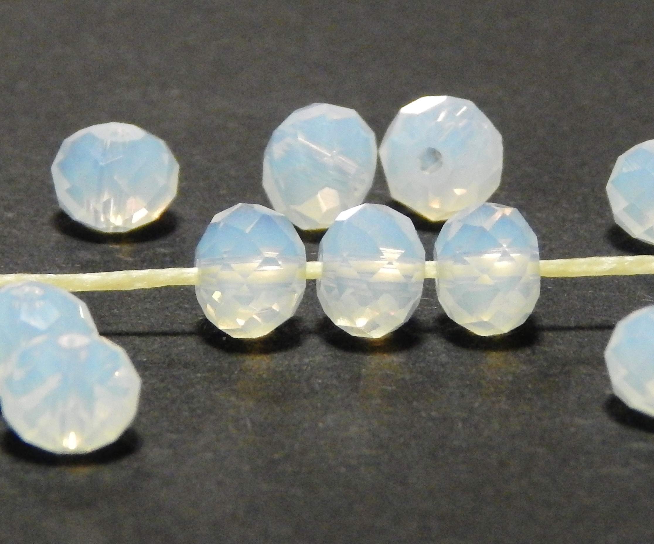 Czech Crystal Glass Beads, CZ Bohemian Faceted Rondelle Glass Beads, 4/6/8/10 mm, Choice of Colours (Lake Opal, 8x6 mm)