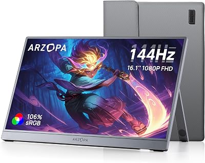 ARZOPA 16.1 Inch 144Hz Portable Monitor 106% sRGB FHD HDR Grey Z1FC
