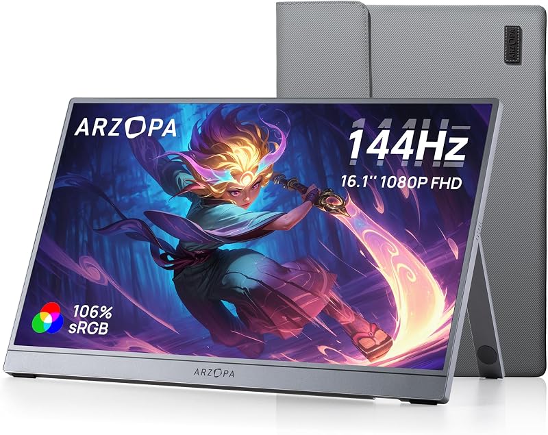 ARZOPA 16.1 Inch 144Hz Portable Monitor 106% sRGB FHD HDR Grey Z1FC