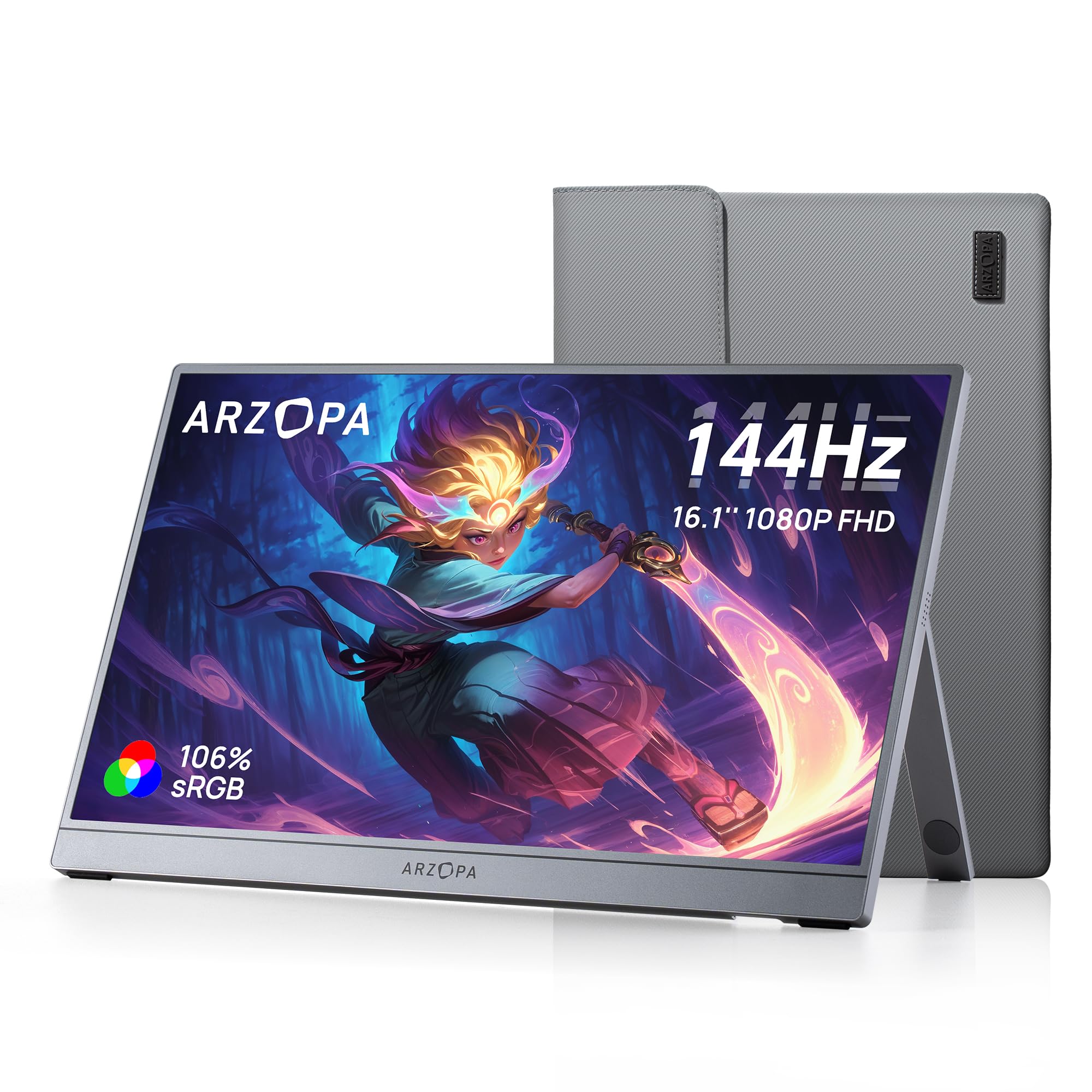 ARZOPA 16.1'' 144Hz Portable Gaming Monitor 106% sRGB-Z1FC Gray