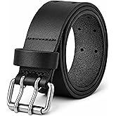 PBF Double Prong Work Belts for Men, 38mm Wide Heavy Duty, Full Grain Leather Belt for Men, Nickel Free, Cowhide Belt