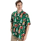 BRISIRA Mens Christmas Shirt Santa Claus Hawaiian Ugly Collared Short Sleeve Printed Button Party Casual Regular Fit S - 6XL