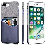 Lopie [Sea Island Cotton Series] iPhone 7 Plus/iPhone 8 Plus Case with Card Holder, Fabric Slim Back Cover with Leather Card 