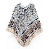 Jdlsppl Women's V Neck Poncho Soft Cape Fashion Off The Shoulder Knit Sweater Spring Loose Convertible Knitwear