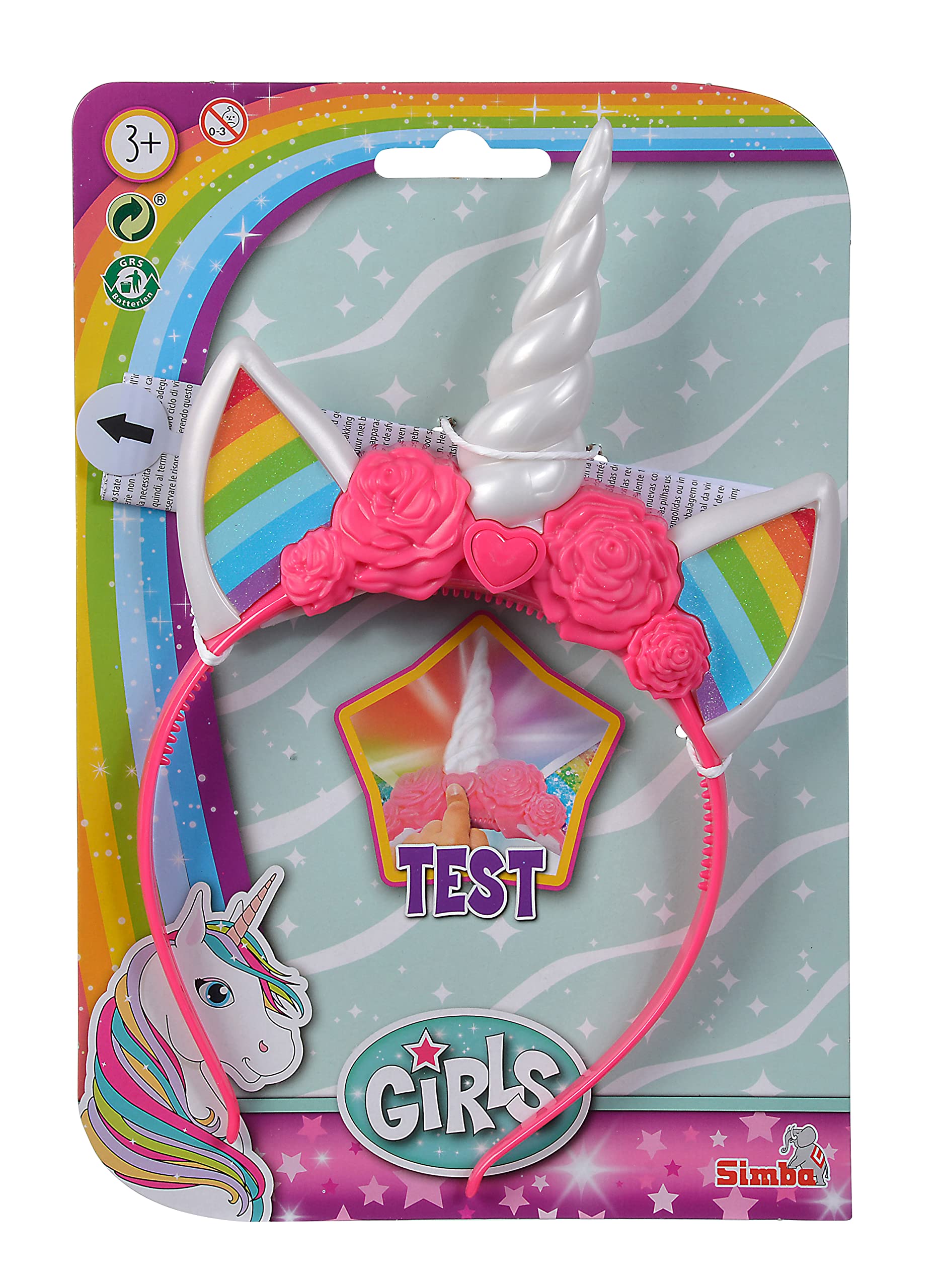 Simba Steffi Love Girls 105562480 Unicorn Headband with Light, Horn with Colour Changing Light Effect, 24 cm, from 3 Years