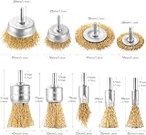 DazSpirit 9-Piece Wire Brush Set for Drills 1/4 Inch Shank Brass Coated Cup view 2