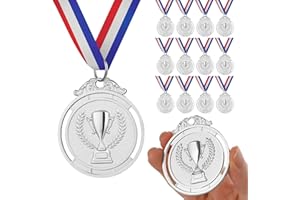 GeeRic 12 Pieces Gold Medal with Neck Ribbons, Kids Reward Medal, Winner Medals Gold Prizes for Sports, Competitions, Party, Olympic Style 2 inch