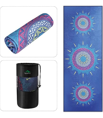 Serviette De Yoga Ucooly 183x63 Cm - Microfibre Antidérapante - Poches Coin Et Boucle - Pour Hot Yoga Et Fitness