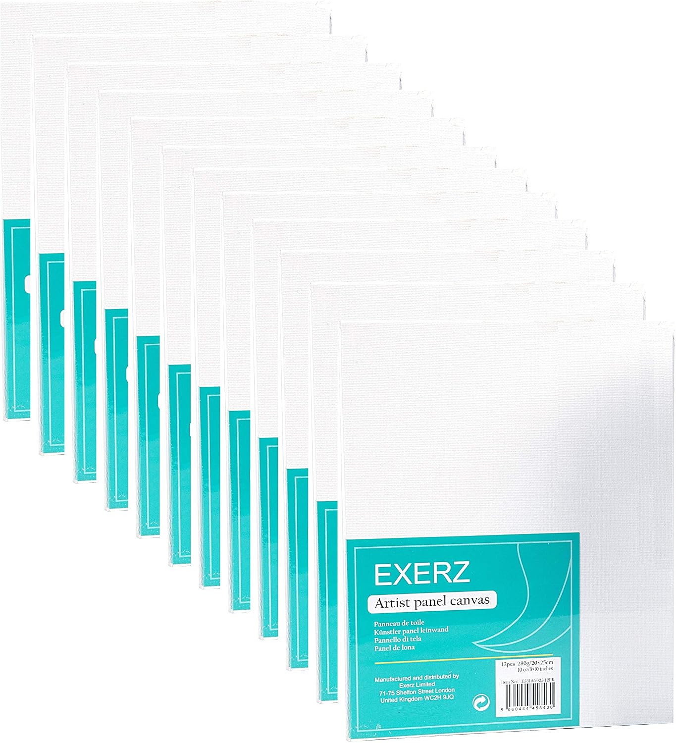 Exerz Canvas Panels 20x25cm,12pcs Blank Artist Canvas Boards,100% Cotton, 280gsm, 0.3cm Thickness, Triple Primed, Acid-Free