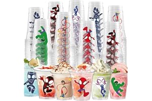 QWAERPLPN 60Pcs Spidey Friends Party Favors 14 OZ Cartoon Reusable Plastic Cups Party Supplies Drinking Cups for Cartoon Spider Party Decorations