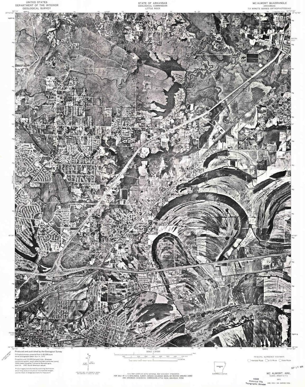 YellowMaps Mc Almont AR topo map, 1:24000 Scale, 7.5 X 7.5 Minute, Historical, 1975, Updated 1976, 26.8 x 22 in