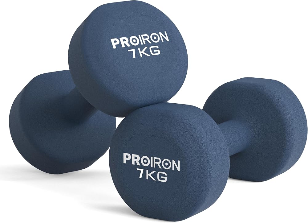 PROIRON Neoprene Dumbbell Weights Pair 1kg-10kg Dark Grey 2 x 7kg