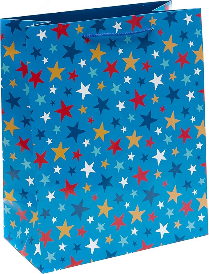 Large Blue Gift Bag with Stars Perfect for a Variety of Occasions