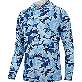 FISHEAL UPF 50+ Mens Fishing Shirts with Hood, Long Sleeve Sun Protection Hunting Shirt, Lightweight Camo Shirt for Hiking