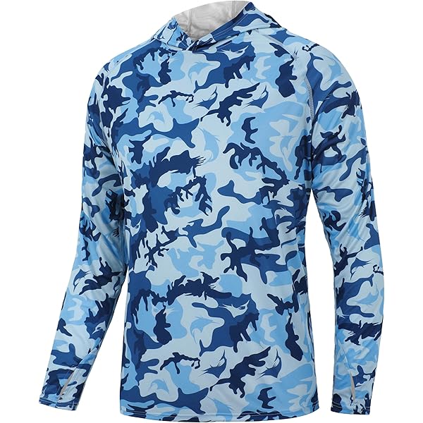 Chemise à Capuche Homme Southern Fin Apparel – Manches Longues, Protection UPF50, Motif Poisson, Taille XL