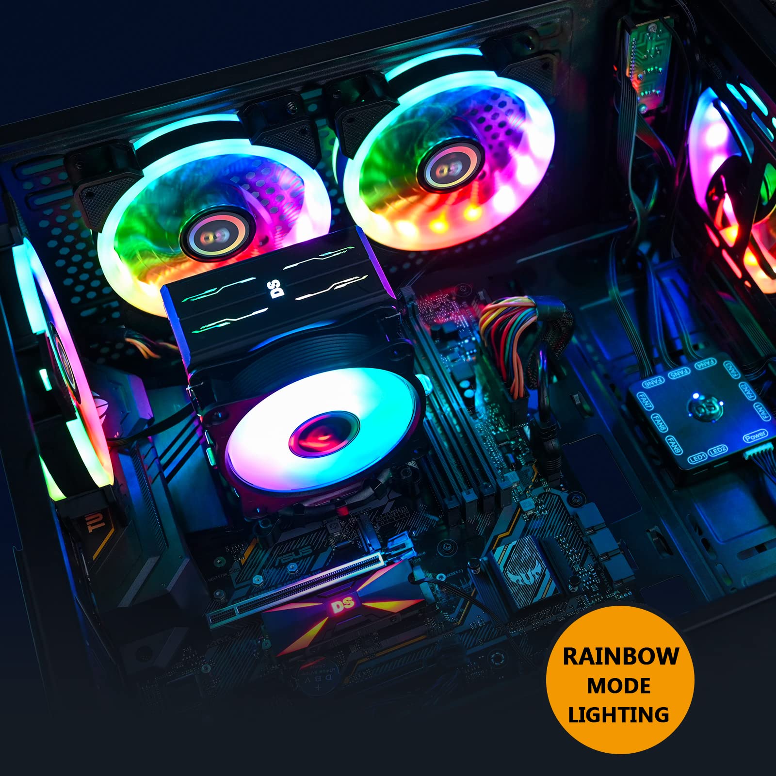 DS 6Pack 120MM RGB PC Cooling Fans, LED Case Fans with Remote Control for Computer, PC Case CPU Coolers, Radiators System (8th GEN Hub Box, A Series)