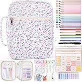 XKDOUS Large Bible Cover Case for Women Durable Carrying Book Case with Tabs, Handle & Pocket, Floral Bible Bags Study Supplies Organizer for Christian Gifts
