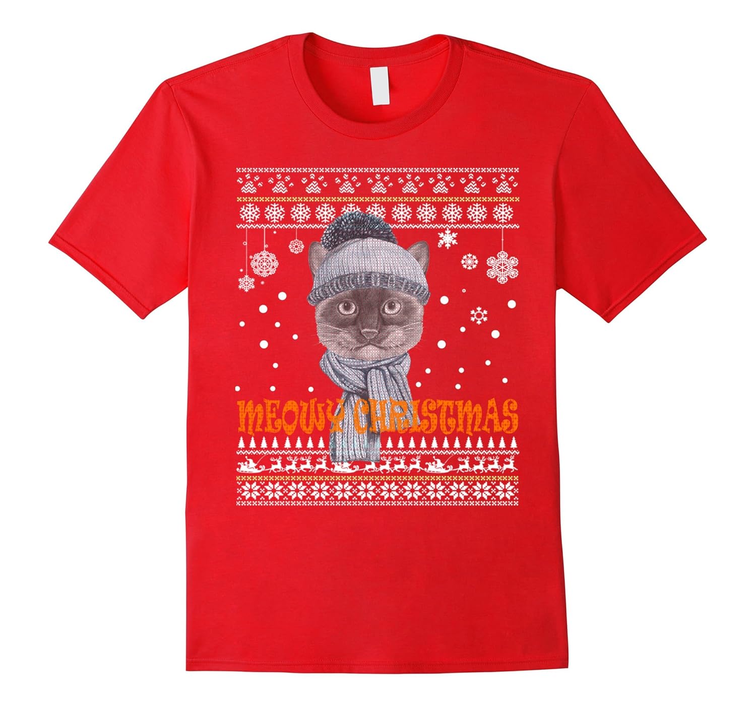 Meowy christmas T-Shirt - Meowy Xmas cat funny shirts-ANZ