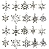 80pcs Craft Supplies Antique Silver Christmas Snowflake Charms Pendants for Crafting, Jewelry Findings Making Accessory for DIY Necklace Bracelet (M184)