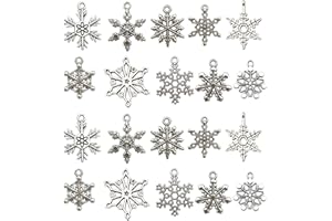 ILOVEDIYBEADS 80pcs Craft Supplies Antique Silver Christmas Snowflake Charms Pendants for Crafting, Jewelry Findings Making Accessory for DIY Necklace Bracelet (M184)