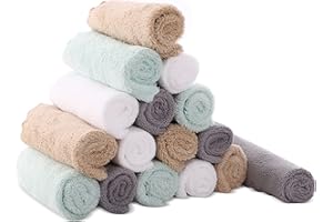 Cute Castle Ultra-Soft Baby Washcloths, 16 Pack - 9" by 9", Gentle on Sensitive Skin for Face and Body, Plush, Super Absorben