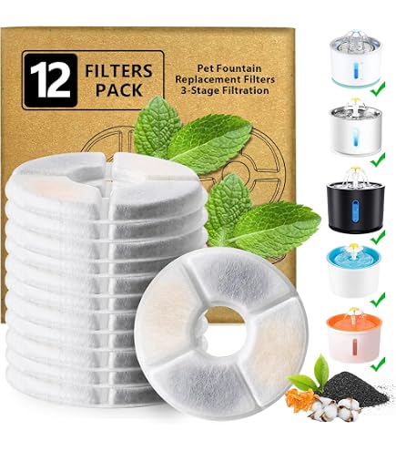 Lot De 6 Filtres Actifs Iplusmile Pour Fontaine à Eau Chat - Compatible Avec La Plupart Des Distributeurs - 5