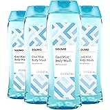 Amazon Brand - Solimo Body Wash, Cool Mist Scent, 21 Fl Oz (Pack of 4)
