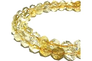 ABC GEMS USA ABCGEMS Brazilian Golden Honey Citrine Beads (A Mesmerizing Cutting Technique That Illuminates The Brilliance of Each Bead Like Stars in The Night Sky) Crystal Energy Stone Stellar-Star-Cut 8mm