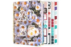 YUNYEENEEN 2025 Planner Weekly Monthly, 2025-2026 12 Month Daily Planner from JAN.2025 to DEC.2025, 8.5" X 6.4", Hardcover 2025 Planner Notebook with Spiral Bound, Stickers & Sticky Index Tabs (Style A)